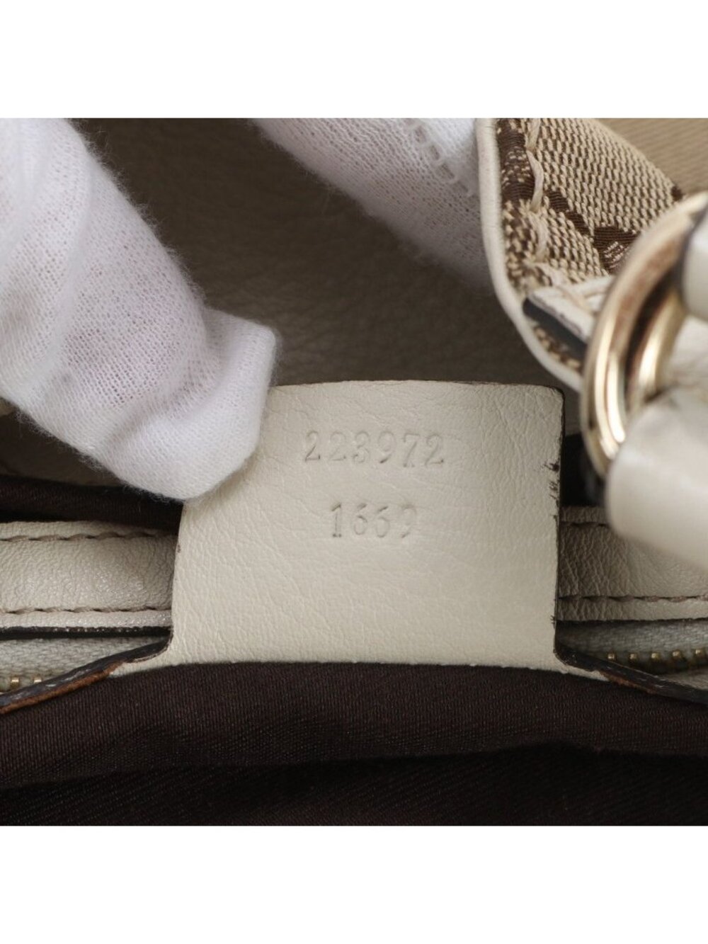Gucci GG Canvas Logo Leather Tote Shoulder Hand - Picture 9 of 9